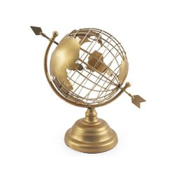 Globo Terrestre Decorativo Enfeite De Mesa Metal Dourado - 1
