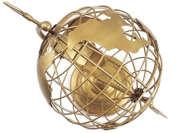 Globo Terrestre Decorativo Enfeite De Mesa Metal Dourado - 6