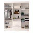 Ver imagem 5 de Guarda-Roupa Casal 6 Portas 3 Gavetas Capelinha com Espelho 100% MDF 179cm Nerina Espresso Móveis Branco
