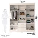 Ver imagem 4 de Guarda-Roupa Casal 6 Portas 3 Gavetas Capelinha com Espelho 100% MDF 179cm Nerina Espresso Móveis Branco