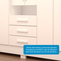 Guarda Roupa Casal 178,80cm 6 Portas 3 Gavetas Capelinha com Espelho 100% Mdf Débora  - 7