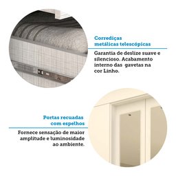 Guarda Roupa Casal 178,80cm 6 Portas 3 Gavetas Capelinha com Espelho 100% Mdf Débora  - 5