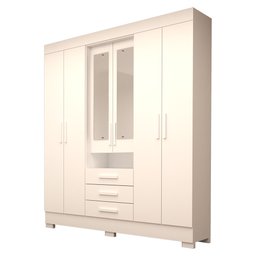 Guarda Roupa Casal 178,80cm 6 Portas 3 Gavetas Capelinha com Espelho 100% Mdf Débora  - 2