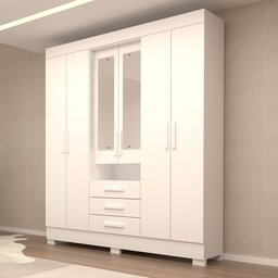 Guarda Roupa Casal 178,80cm 6 Portas 3 Gavetas Capelinha com Espelho 100% Mdf Débora  - 1