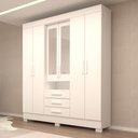 Ver imagem 1 de Guarda Roupa Casal 178,80cm 6 Portas 3 Gavetas Capelinha com Espelho 100% Mdf Débora