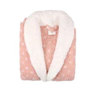Roupão Sherpa Adulto Poa Rosa