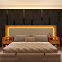 Ver imagem 1 de Cabeceira Box Casal/Queen Organica Luna 100% MDF com LED e 2 Gavetas 268cm x 72cm Yescasa