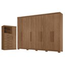 Ver imagem 1 de Guarda Roupa Casal 8 Portas 4 Gavetas Master New com Pés e Cômoda Marabá Jatobá Acetinado -