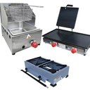Ver imagem 1 de Kit Lanchonete Fogão Portátil 2 Bocas + Chapa 60cm com Prensa e Fritadeira 1 Cuba 5 Litros Alcamar