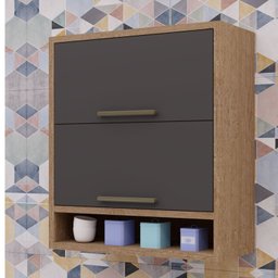 Armário Aéreo de Cozinha 80cm com 2 Portas Basculantes e Nicho 100% MDF Vicenza Espresso Móveis - 2