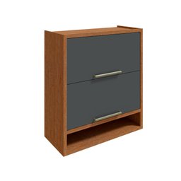 Armário Aéreo de Cozinha 80cm com 2 Portas Basculantes e Nicho 100% MDF Vicenza Espresso Móveis - 3