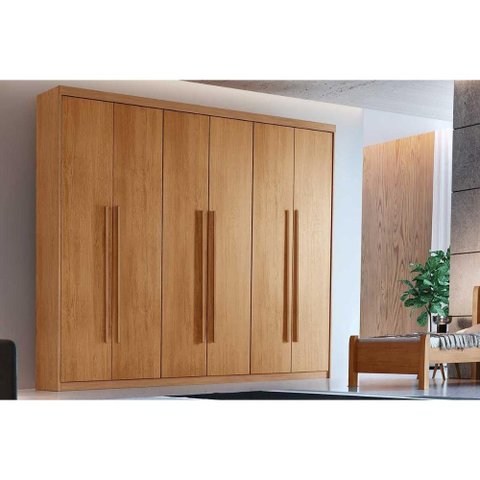 Guarda Roupa Casal Hawaii 6 Portas e 2 Gavetas Naturale - Rufato