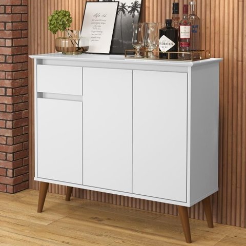 Aparador Londres 3 Portas 1 Gaveta MDF-MDP 93cm Branco EJ Móveis