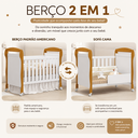 Ver imagem 2 de Berço Danny 2 em 1 para Colchão 130x70cm 100% MDF Branco/Fosco/Savana
