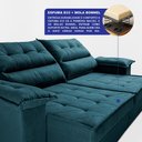 Ver imagem 4 de Sofá Retrátil e Reclinável 2,10m com Molas e Espuma D33 Thunder Velusoft Petróleo Cama Inbox