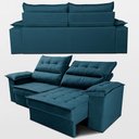 Ver imagem 7 de Sofá Retrátil e Reclinável 2,10m com Molas e Espuma D33 Thunder Velusoft Petróleo Cama Inbox
