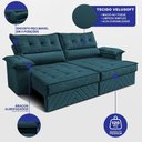 Ver imagem 2 de Sofá Retrátil e Reclinável 2,10m com Molas e Espuma D33 Thunder Velusoft Petróleo Cama Inbox