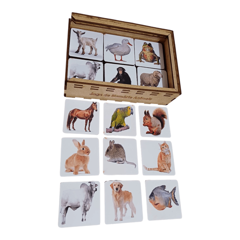 Jogo da Memória Animais Educativos Pedagógicos Brinquedos em madeira Jogos divertidos Socialização 