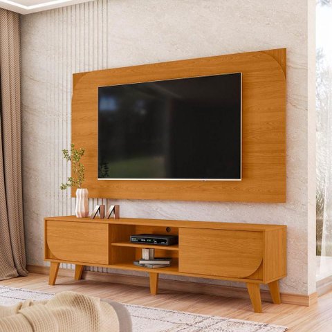 Rack Bancada com Painel para TV até 65 Duna 182cm MDP Cinamomo Madetec Móveis