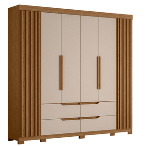 Guarda Roupa Casal 6 Portas 4 Gavetas Doble Jatoba Fendi Metallic Móveis Albatroz