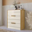Ver imagem 2 de Cômoda para Quarto 4 Gavetas 86cm Pavia M07 Freijó/off White - Mpozenato