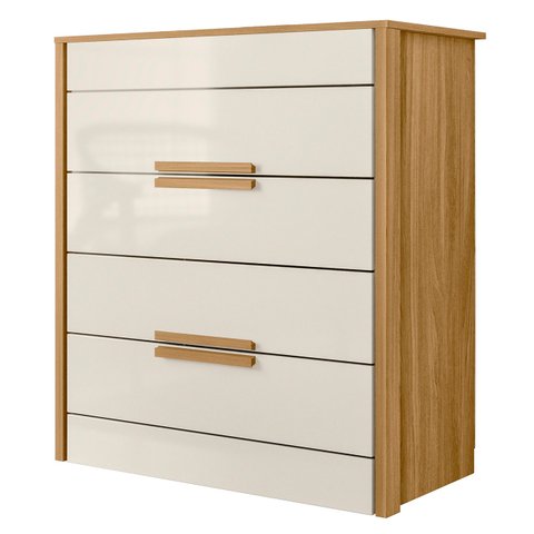 Cômoda para Quarto 4 Gavetas 86cm Pavia M07 Freijó/off White - Mpozenato