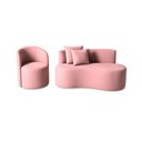 Ver imagem 2 de Conjunto 01 Poltrona + Sofá Curvo Orgânico Nature Gaia Veludo Rosa  - Montanaris Decor