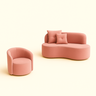 Conjunto 01 Poltrona + Sofá Curvo Orgânico Nature Gaia Veludo Rosa  - Montanaris Decor - 1
