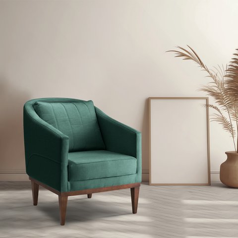 Poltrona Fixa Agatha Tecido Veludo Pés Imbuia