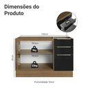 Ver imagem 2 de Balcão Gabinete de Pia 120 cm 2 Portas 3 Gavetas (sem Tampo) Rustic/Preto Lux Madesa