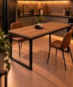 Ver imagem 2 de Mesa de Jantar Reforçada Industrial 170x50cm Tampo Marrom Pés Preto