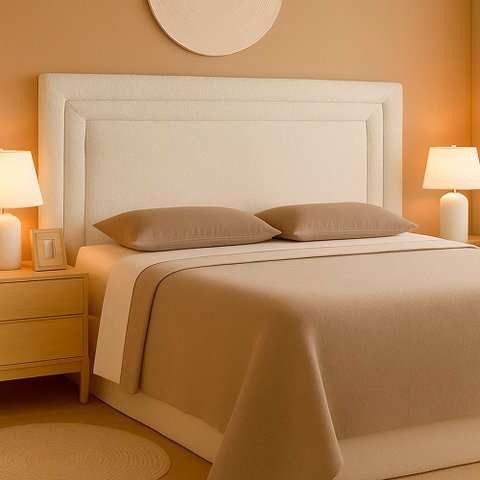 Cabeceira para Cama Box Casal 164cm Phili Lisa Bouclé Off White - Sallar Home