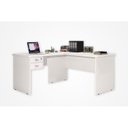 Ver imagem 2 de Escrivaninha Mesa Escritório em L Thor 2 Gavetas 150cm Espresso Móveis Off White