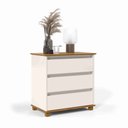 Ver imagem 2 de Mini Cômoda 3 Gavetas Ej Sala Quarto Offwhite com Freijó Rede Móveis