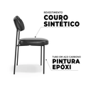 Ver imagem 4 de Kit 6 Cadeiras para Sala de Jantar e Cozinha Melissa em Aço Carbono Couro Pu Preto