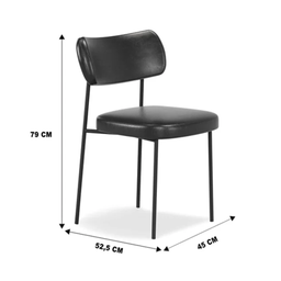 Kit 6 Cadeiras para Sala de Jantar e Cozinha Melissa em Aço Carbono Couro Pu Preto - 3
