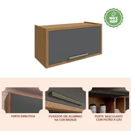 Armário Aéreo de Cozinha 80cm 1 Porta Basculante 100% MDF Vicenza Espresso Móveis - 6