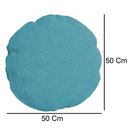 Ver imagem 4 de Kit 2 Capas para Almofada Redonda Veludo 50x50cm - 7 Decor Azul Turquesa