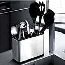 Ver imagem 1 de Kit Cozinha Gourmet: Faqueiro 24 Peças + Escorredor Organizador de Talheres em Inox