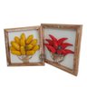 Quadros madeira feito a mão bananas/pimentas alto relevo artesanato mineiro - 1