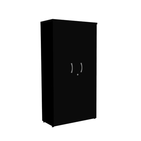 Armário Alto PE25 Pandin 80 cm (largura) em MDP Cor Liso Preto com Duas portas