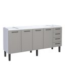Ver imagem 1 de Gabinete de Aço Para Pia 200cm 4 Portas Juno/Apolo 4 Gavetas Cozimax Cinza Argila