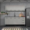 Ver imagem 7 de Gabinete de Aço Para Pia 200cm 4 Portas Juno/Apolo 4 Gavetas Cozimax Cinza Argila