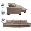 Ver imagem 2 de Sofá Retrátil e Reclinável 4.12m com Molas Ensacadas Cama inBox Prime Tecido Linho Bege Escuro