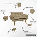 Ver mais imagens de Kit Namoradeira Decorativa e 2 Poltronas Confortável para Sala Recepção Manicure Alice Suede