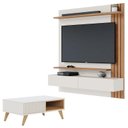 Ver imagem 1 de Painel para Tv Home Suspenso Juriti 1.5 Off White Matte Freijó com Mesa de Centro Jeri Off White