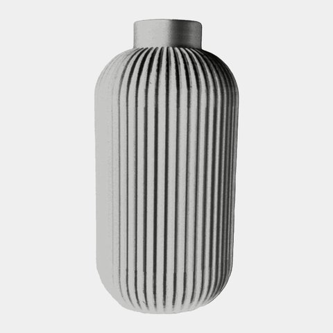 Vaso Decorativo - Modelo Alto Ribbed - Cinza