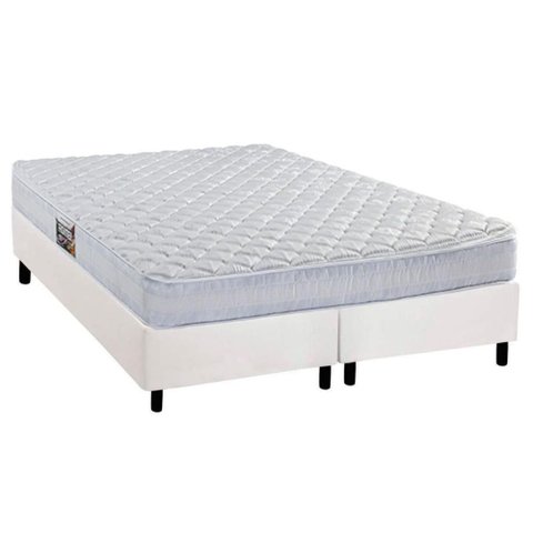 Cama Box Queen: Colchão Ortopédico Herval Ag65 Frontier + Base Crc Corano White (158x198)