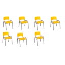 Ver imagem 1 de Kit 7 Cadeiras Infantil Iso, Escola, Base Cinza- Amarelo