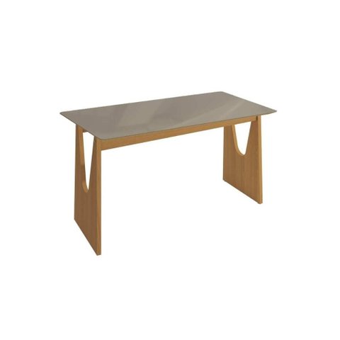 Mesa Multiuso Cozinha Mila Premium Madeira Maciça c/ Tampo Madeirado c/ Vidro 120x80cm Carvalho/